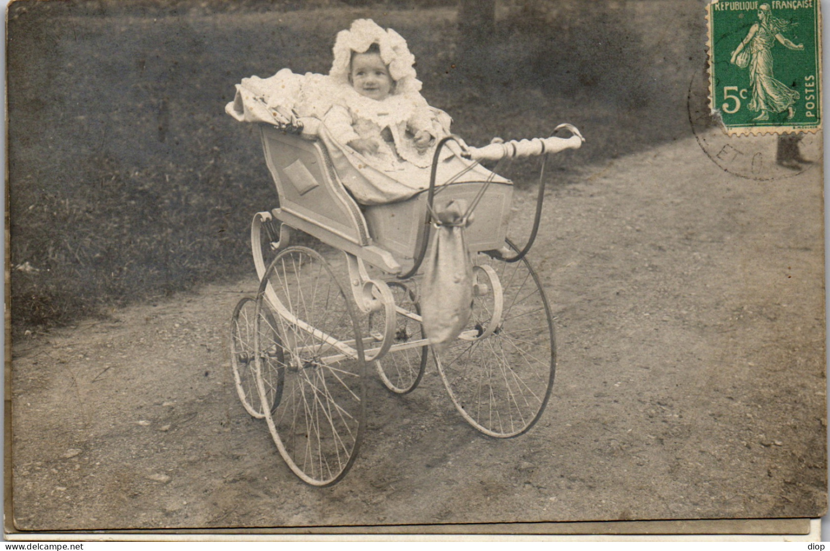 CP Carte Photo D&#039;&eacute;poque Photographie Vintage Enfant Mode Landau B&eacute;b&eacute;  - Autres & Non Classés