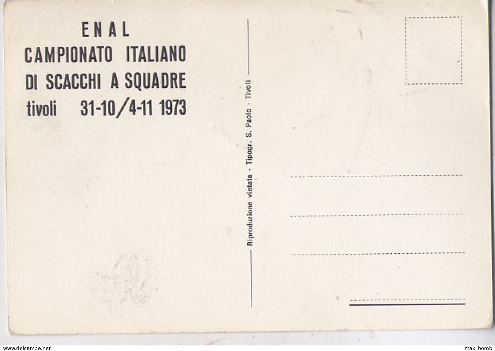 1973 TIVOLI  1 -- CAMPIONATO ITALIANO SCACCHI - Tivoli