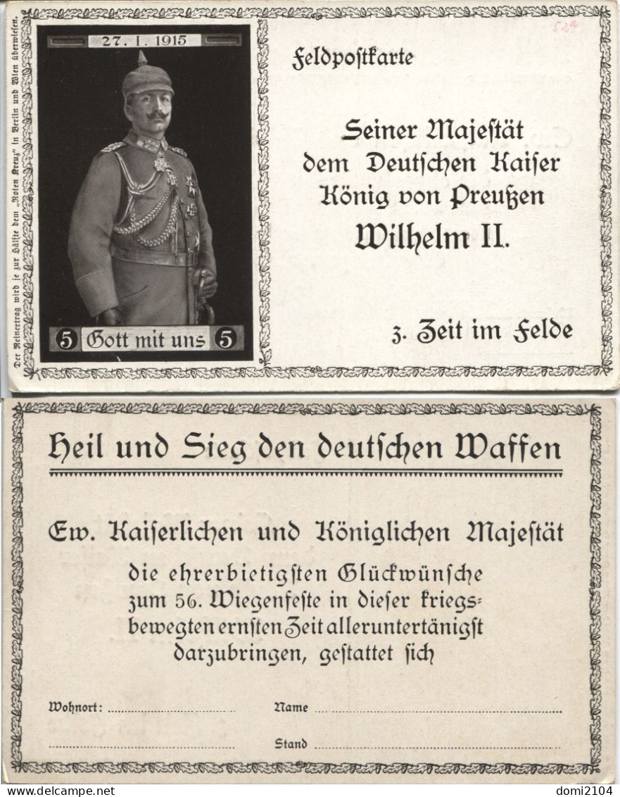 Deutsches Reich Feldpostkarte 1915 Geburtstag Kaiser Wilhelm II Ungebraucht - Other & Unclassified