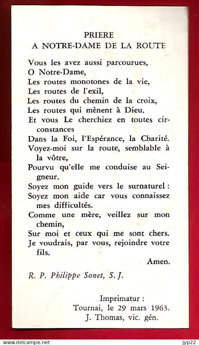 Image Pieuse Notre Dame De La Route Quévy Lez Mons - Prière - Imp. Tournai 29-03-1963 - Devotion Images