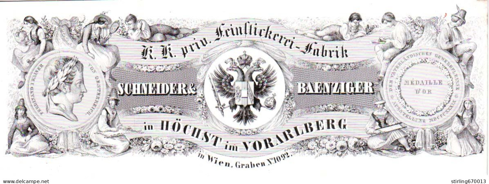 DE 1935 - Carte Commerciale De Schneider & Baenziger, Feinftickerei-Fabrik, Hochst Im Vorarlberg & Wien - Other & Unclassified