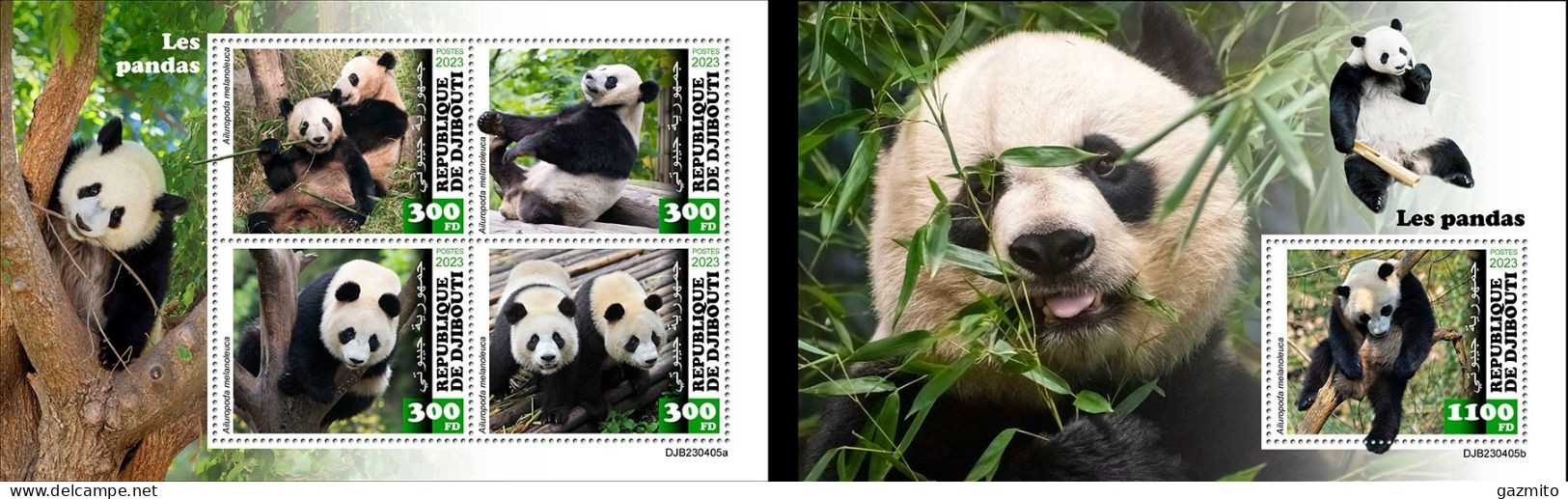 Djibouti 2023, Animals, Panda, 4val In BF +BF - Bears