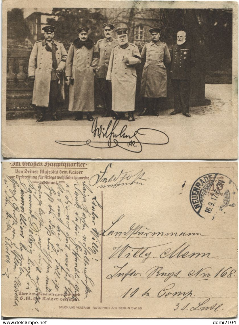 Deutsches Reich Feldpostkarte Im Großen Hauptquartier, 16.9.17 Neuenrade - Altri & Non Classificati