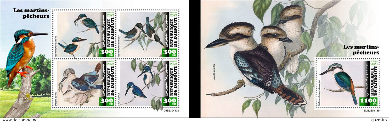Djibouti 2023, Animals, Kingfisher, 4val In BF +BF - Songbirds & Tree Dwellers