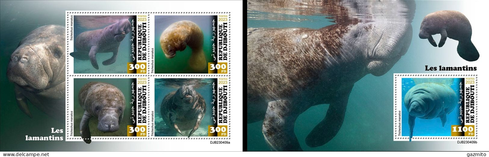Djibouti 2023, Animals, Dugongs, 4val In BF +BF - Poissons
