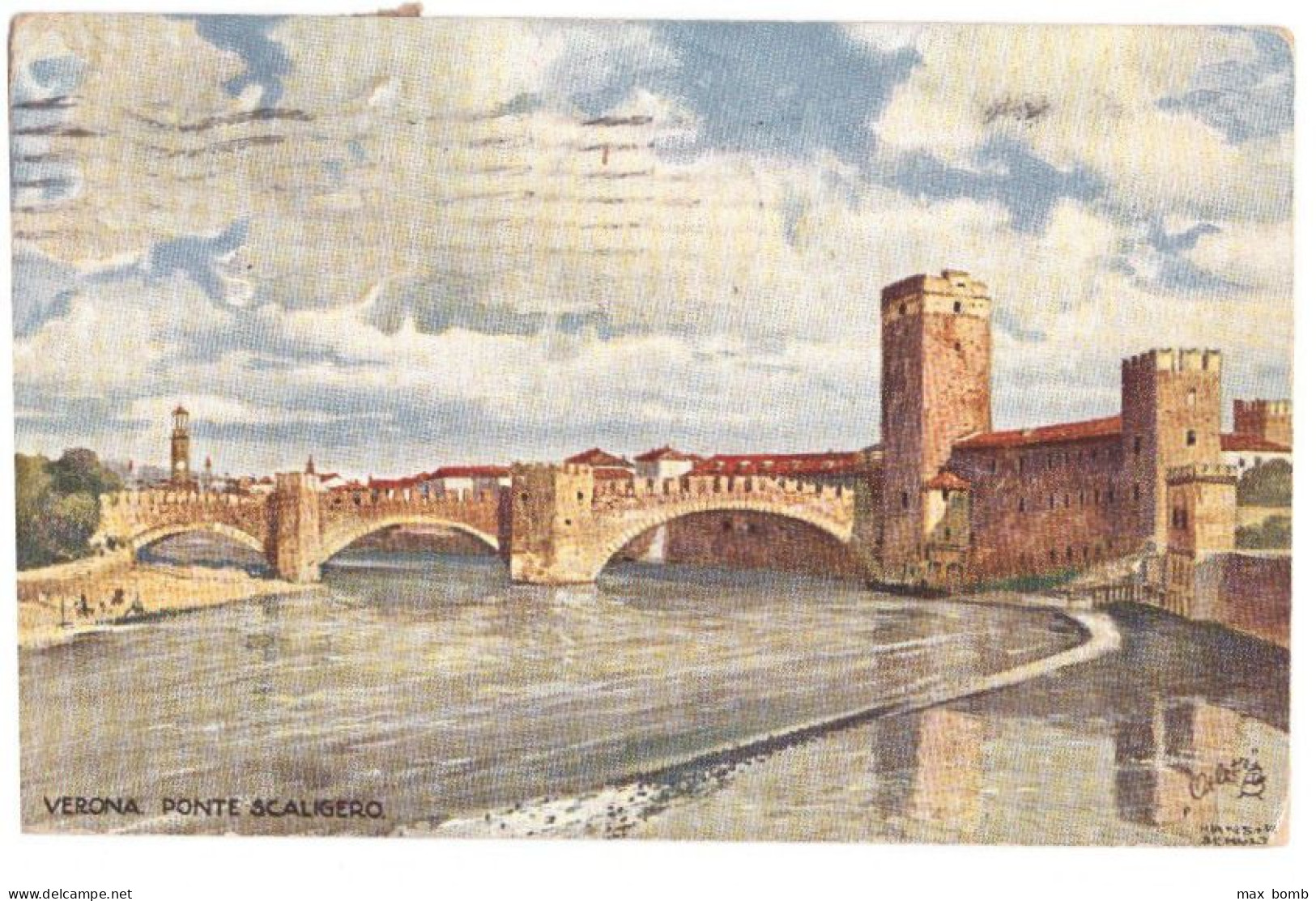 1921 VERONA  4 PONTE SCALIGERO PITTORICA OILETTE - Verona