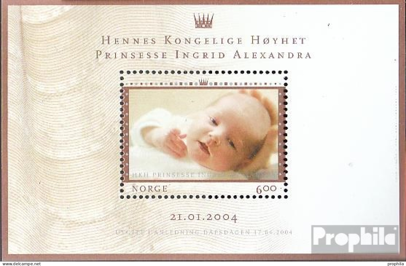 Norwegen Block27 (kompl.Ausg.) Postfrisch 2004 Ingrid Alexandra - Blocks & Sheetlets