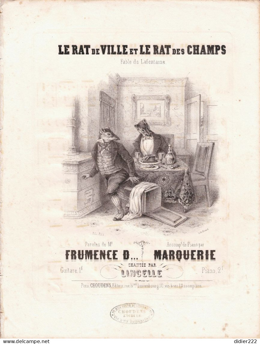 Partition LE RAT DE VILLE ET LE RAT DES CHAMPS - Autres & Non Classés