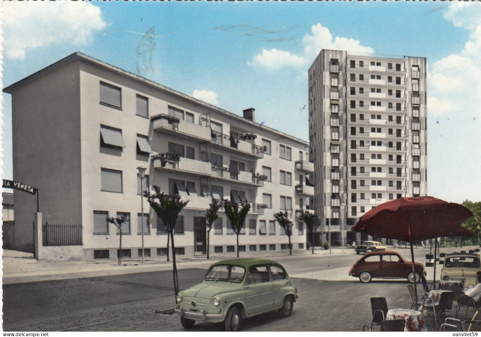 PORDENONE-VIALE DANTE-AUTO CAR VOITURE(FIAT 600)CARTOLINA VERA FOTOGRAFIA  VIAGGIATA IL 11-9-1960 - Pordenone