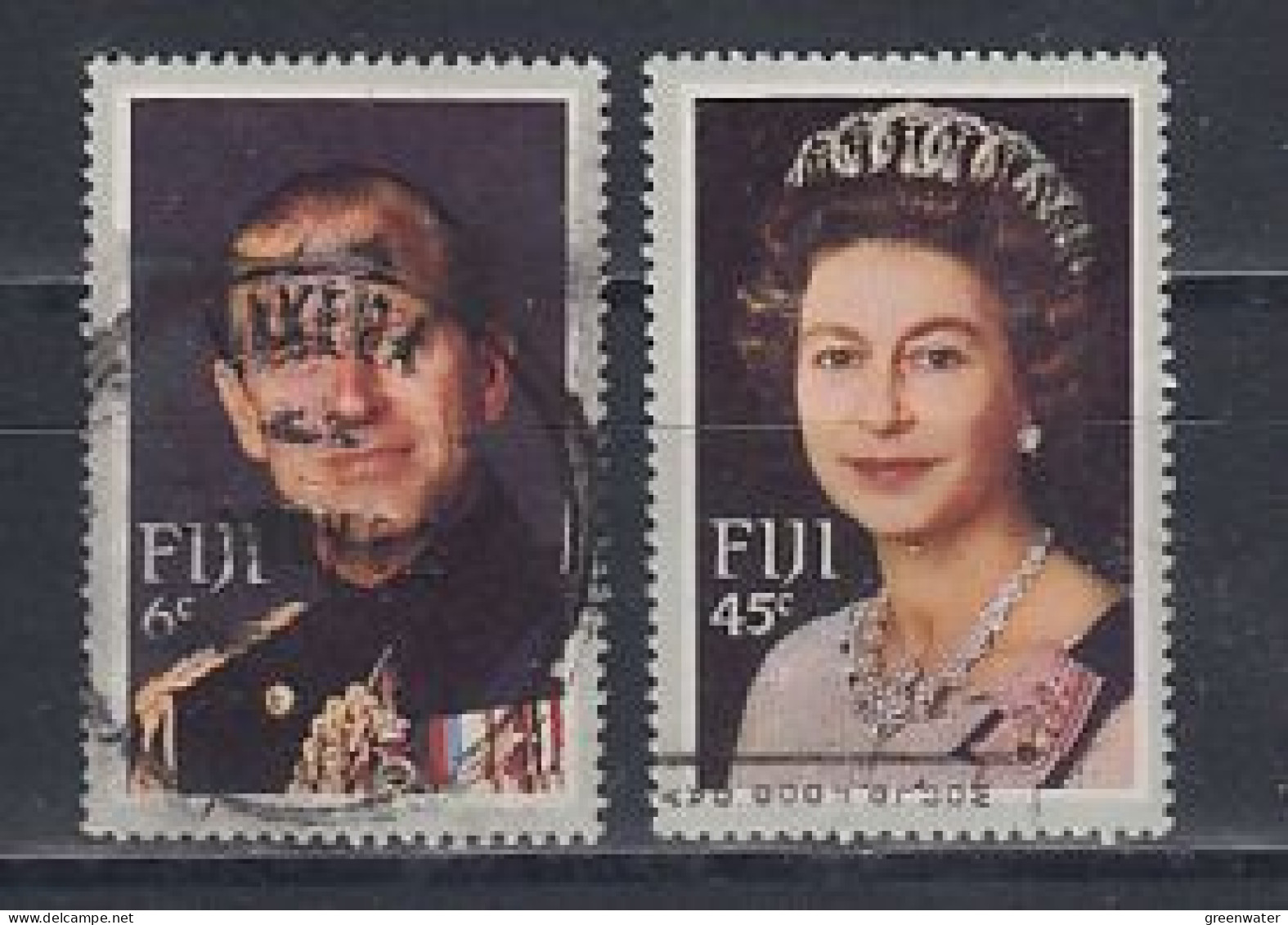 Fidji 1982 Visit Queen 2v Used (59838) - Fidji (1970-...)