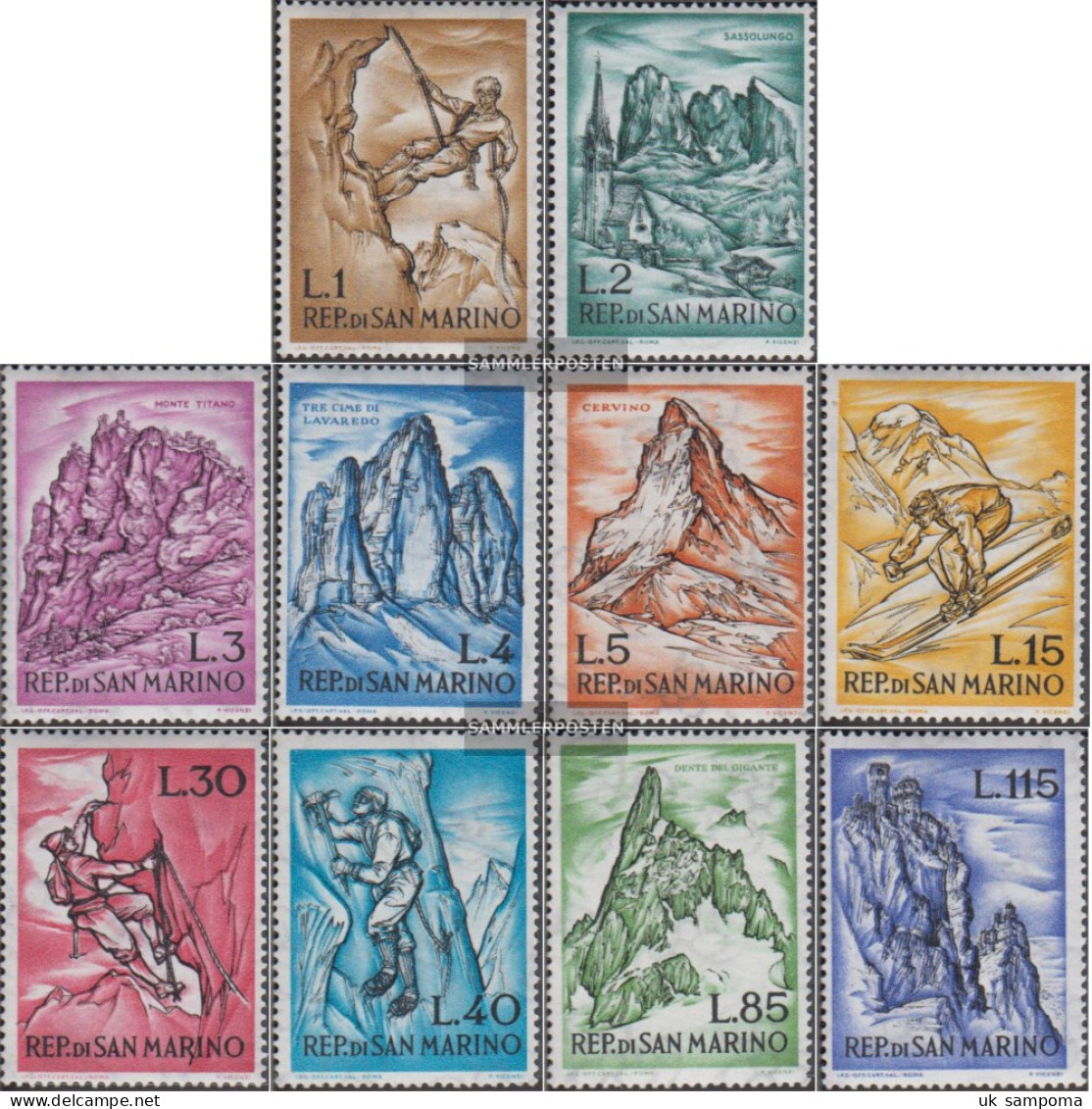 San Marino 729-738 (complete Issue) Unmounted Mint / Never Hinged 1962 Mountaineering - Unused Stamps