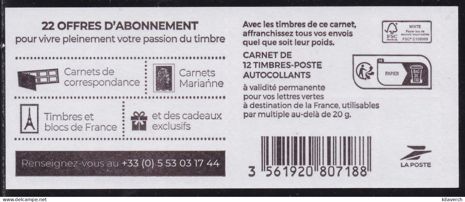 SPM 2023 - Carnet Marianne L'engagée - Lettre Verte - Postzegelboekjes