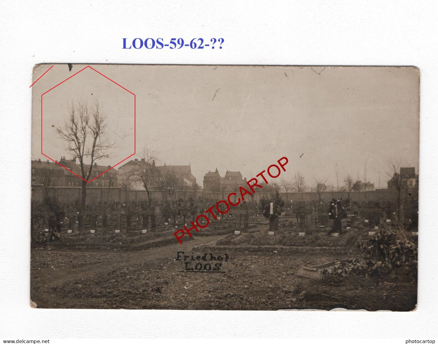 LOOS-59-62-??-Tombes-Cimetiere-CARTE PHOTO Allemande-GUERRE 14-18-1 WK-MILITARIA-Feldpost- - Cimetières Militaires