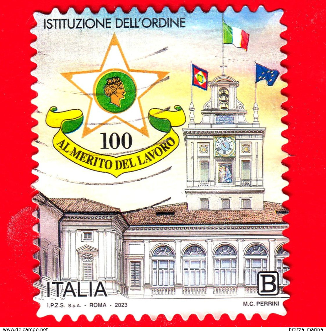 ITALIA - Usato - 2023 - 100 Anni Dell’onorificenza Della Stella Al Merito Del Lavoro - B - 2021-...: Oblitérés