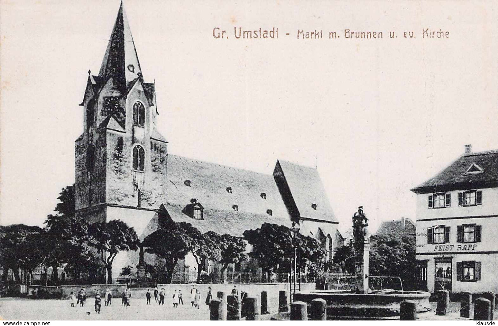 Gr Umstadt - Markt M.Brunnen U.ev.Kirche - Darmstadt