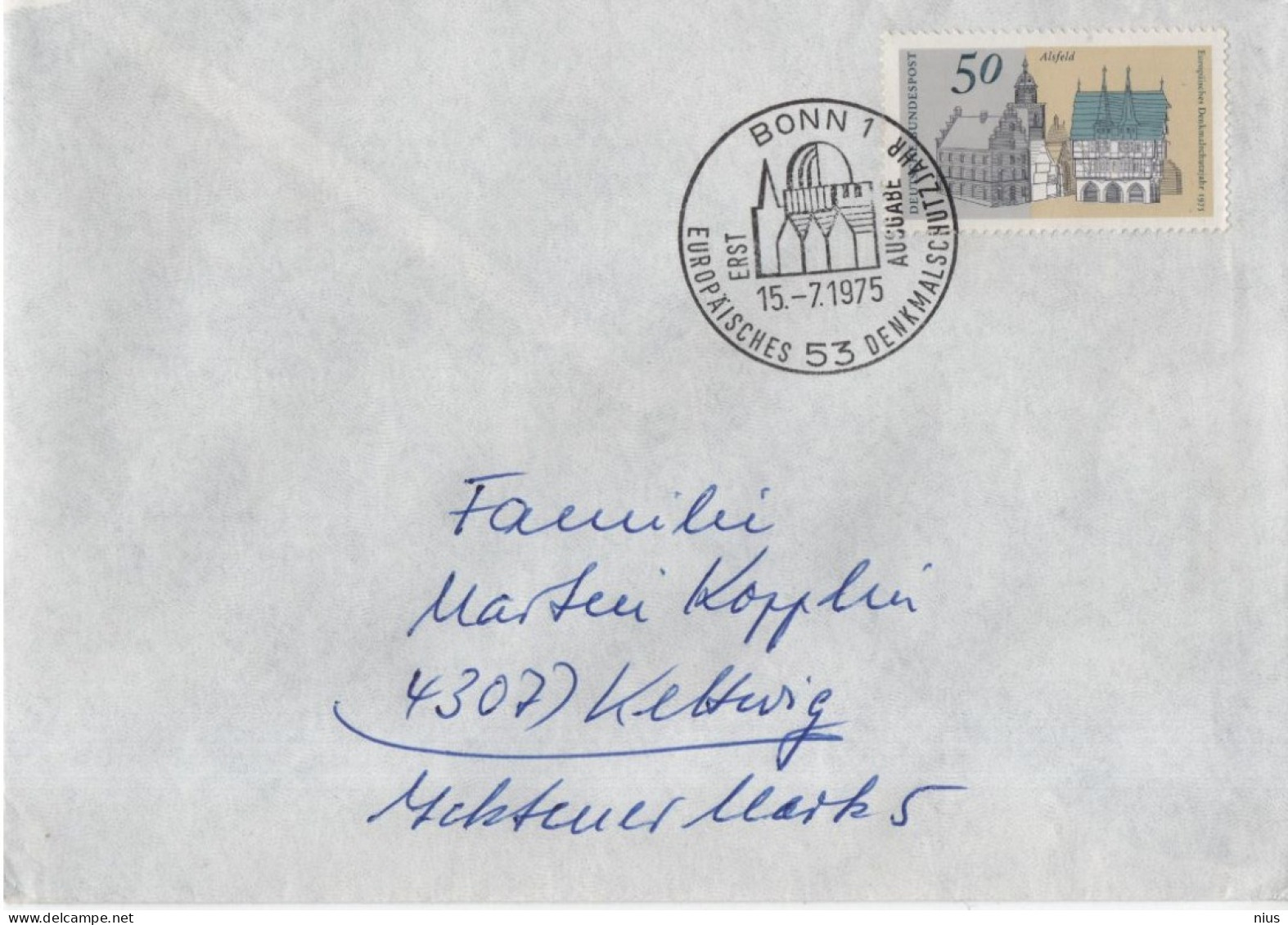 Germany Deutschland 1975 FDC Europaisches Denkmalschutzjahr, Alsfeld, Monument Protection Year, Canceled In Bonn - 1971-1980