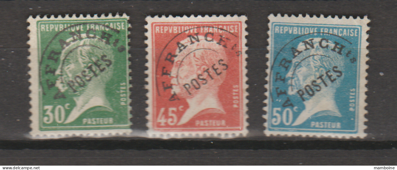 France 1923  N° 66 / 67 / 68  Sans Gomme (X) Pasteur - 1893-1947