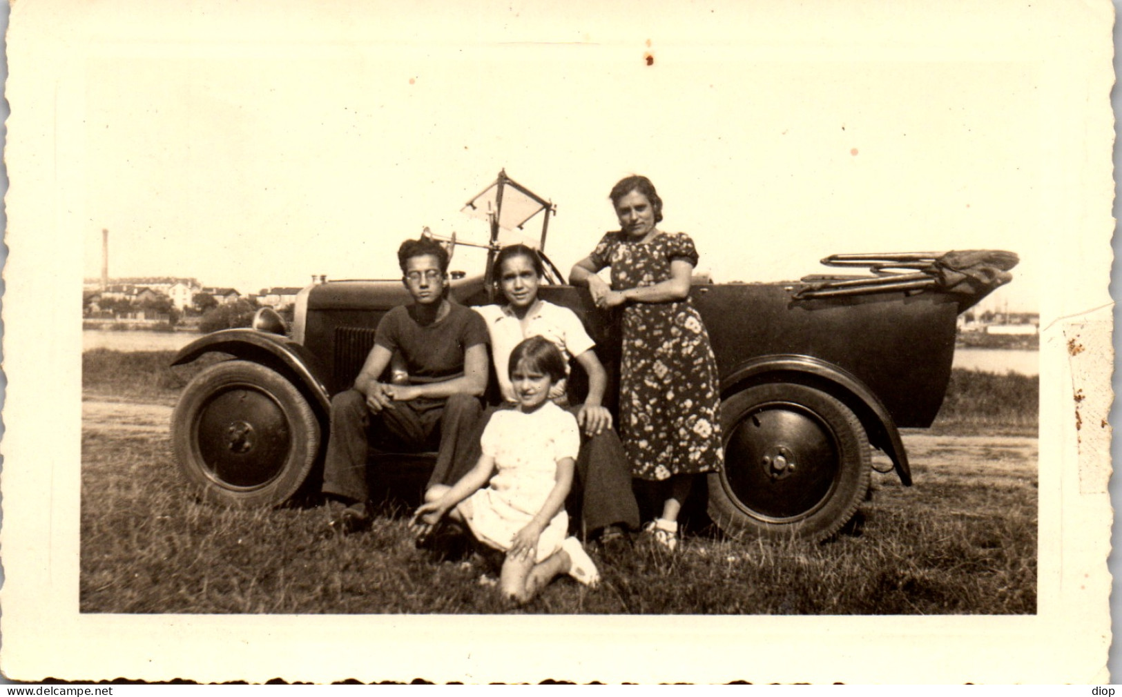 Photographie Photo Vintage Snapshot Amateur Automobile Voiture Cabriolet Auto - Automobile