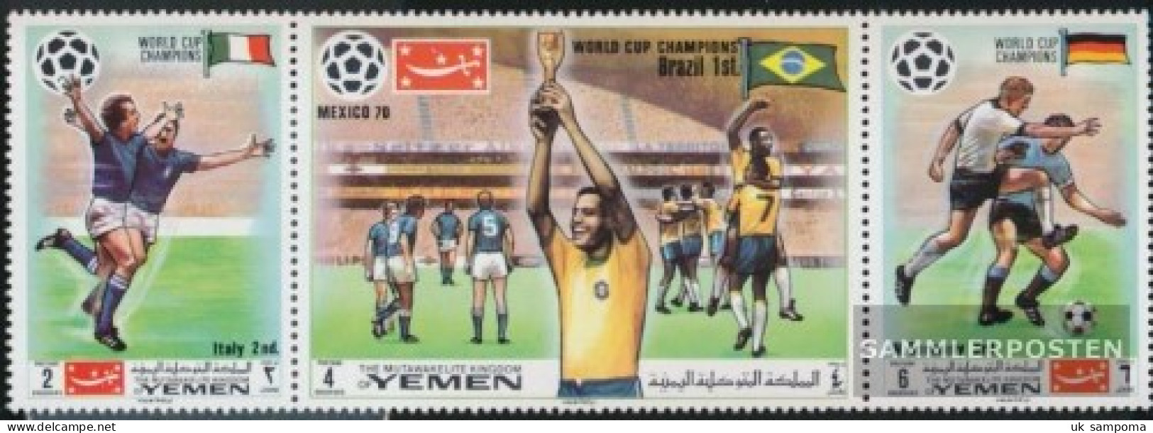 Yemen (UK) 1150-1152 Triple Strip (complete Issue) Unmounted Mint / Never Hinged 1970 Winner Football-WM 70, Mexico - Yémen