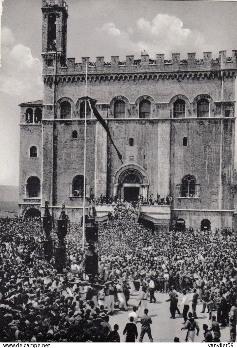 GUBBIO-PERUGIA-FESTA DEI CERI=LE BIRATE= 15 MAGGIO-BELLA E ANIMATA CARTOLINA VERA FOTOGRAFIA  VIAGGIATA IL 3-9-1959 - Perugia