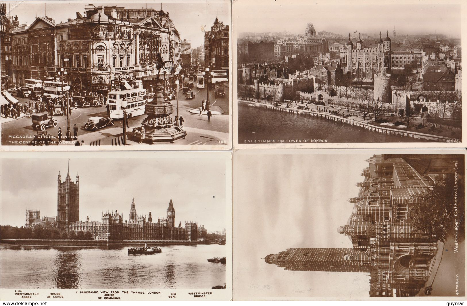 LONDON - PICCADILLY CIRCUS - AUTO CAR - BUS -  - THE THAMES -  - WESTMINSTER CATHEDRAL - 6639 - Autres & Non Classés
