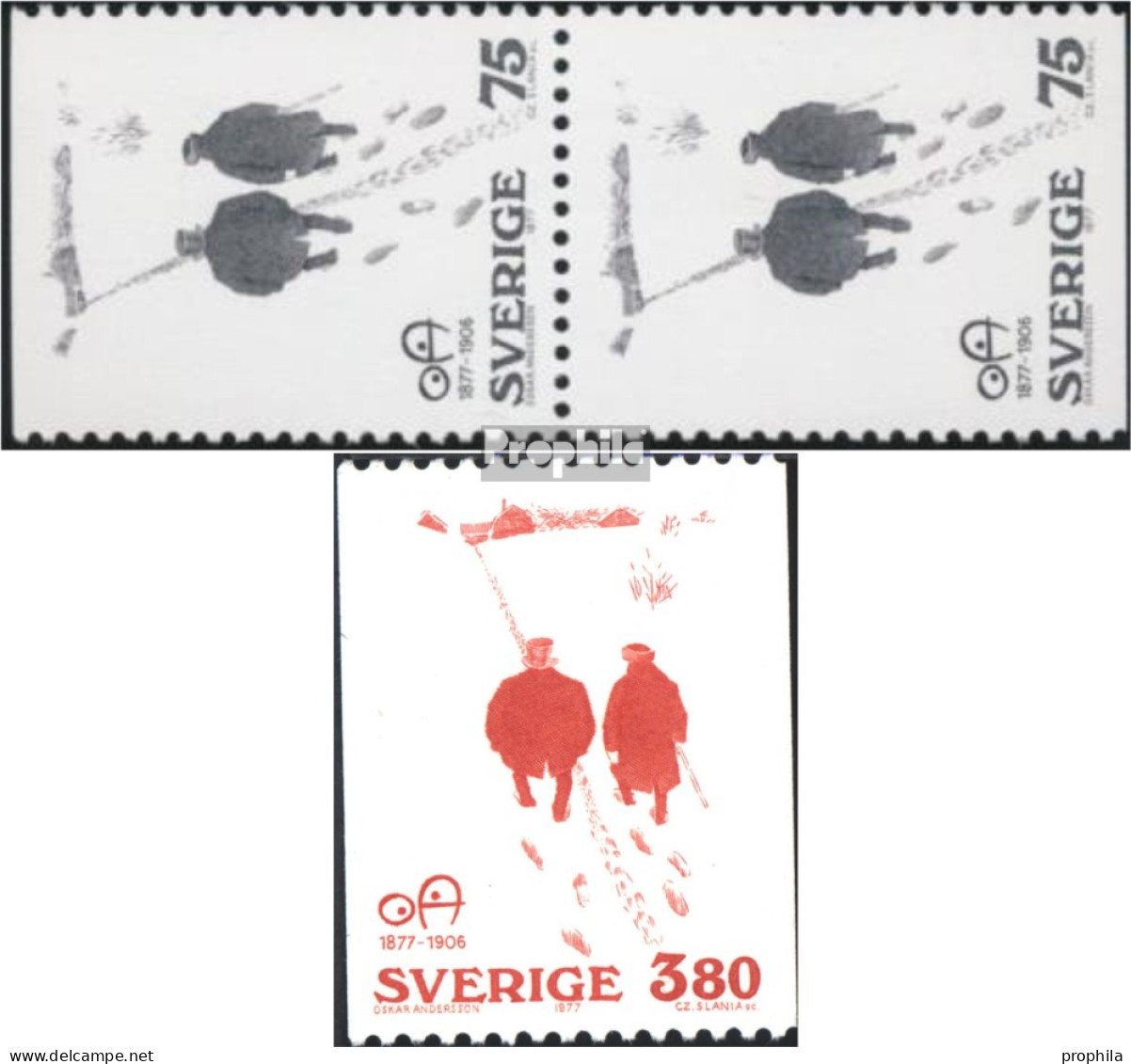 Schweden 981Do/Du Paar,982C (kompl.Ausg.) Postfrisch 1977 O. Andersson - Unused Stamps