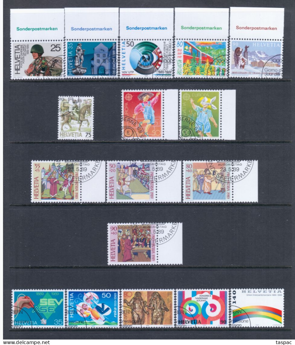 Switzerland 1989 Complete Year Set - Used (CTO) - 25 Stamps (please See Description) - Used Stamps