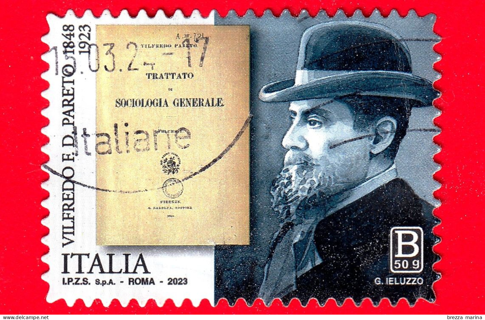 ITALIA - Usato - 2023 - 100 Anni Della Morte Di Vilfredo F. D. Pareto, Economista, Sociologo – B 50 G - 2021-...: Gebraucht