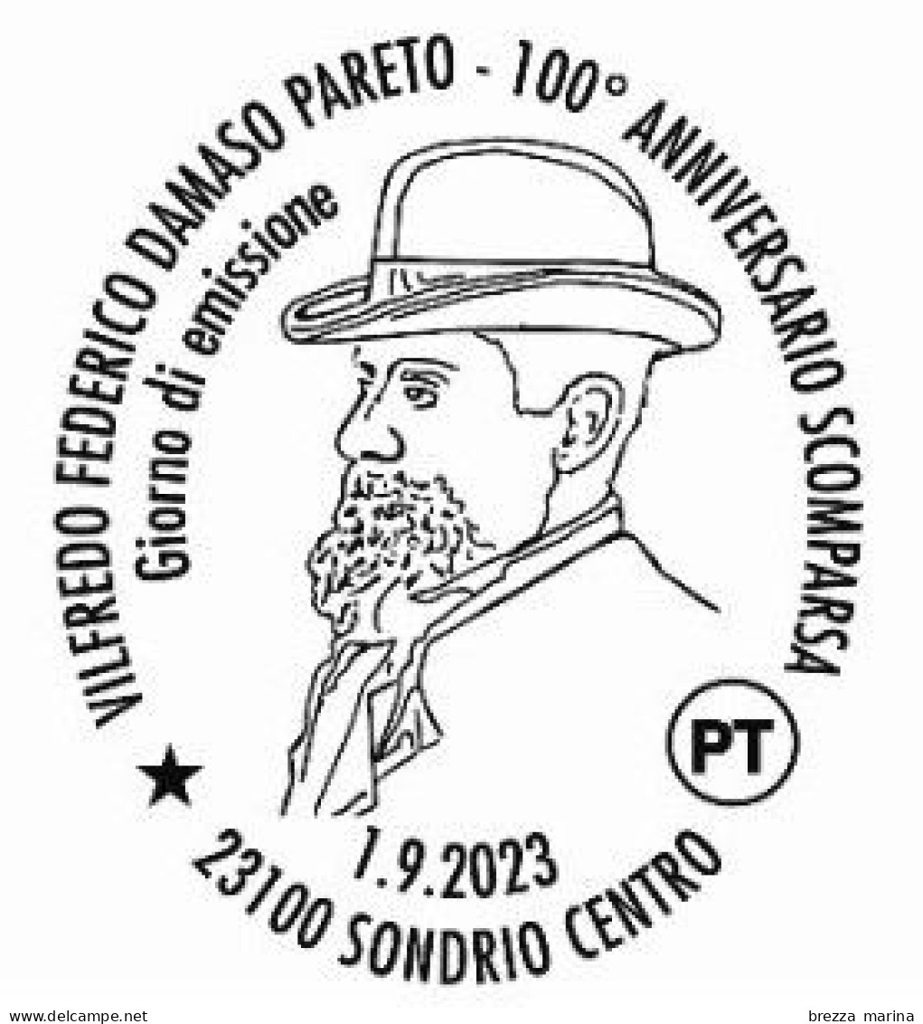 ITALIA - Usato - 2023 - 100 Anni Della Morte Di Vilfredo F. D. Pareto, Economista, Sociologo – B 50 G - 2021-...: Oblitérés