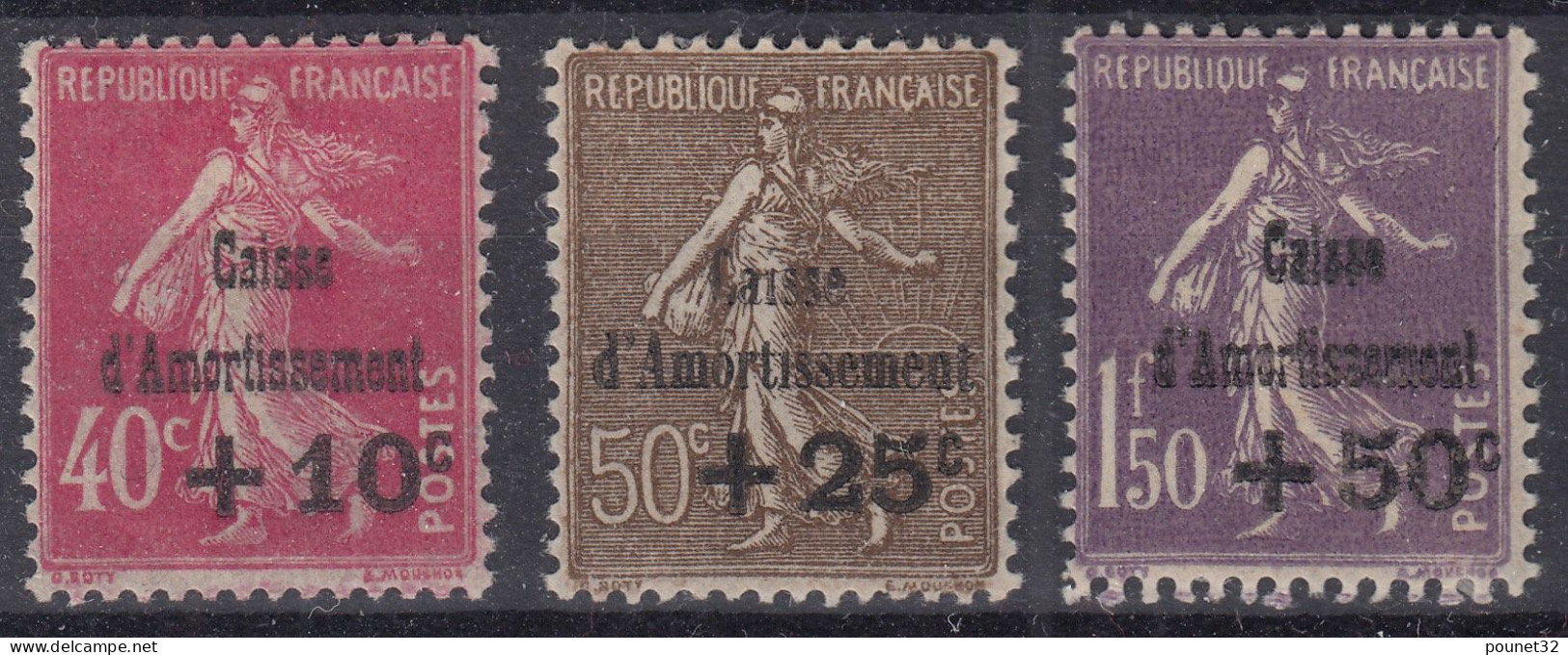 FRANCE CAISSE D'AMORTISSEMENT SERIE N° 266/268 NEUFS * GOMME AVEC CHARNIERE - 1927-31 Caisse D'Amortissement