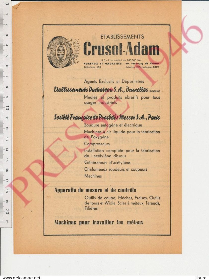 2 Vues Publicité 1946 Crusot-Adam (Mulhouse) Librairie Barbe Koening Transports Litschig Scierie Fernand Hirler - Non Classés