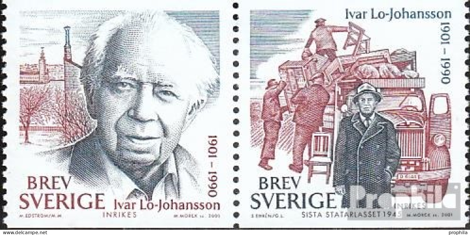 Schweden 2241-2242 Paar (kompl.Ausg.) Postfrisch 2001 I. Lo-Johansson - Ungebraucht