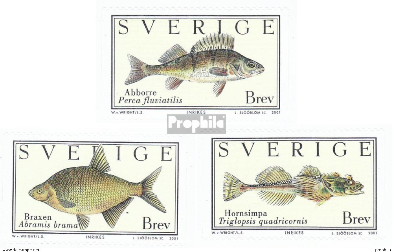 Schweden 2245-2247 (kompl.Ausg.) Postfrisch 2001 Einheimische Fische - Neufs
