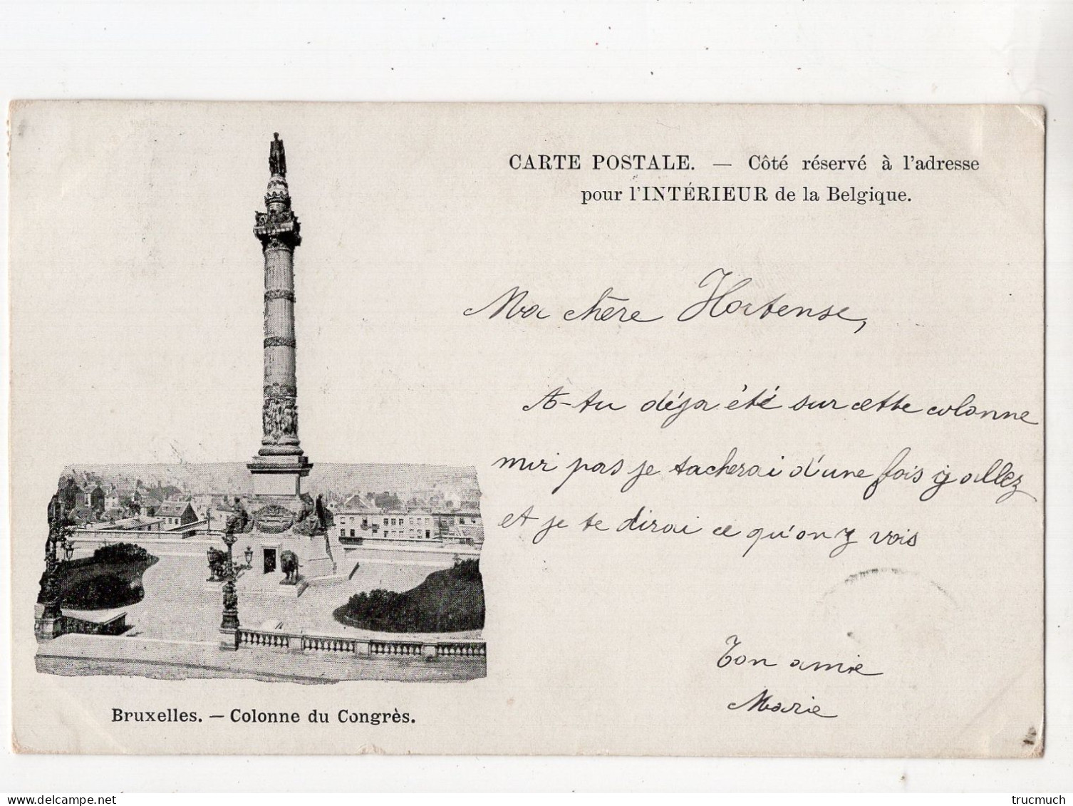 477 - BRUXELLES - Colonne Du Congrès *1898* - Schienenverkehr - Bahnhöfe