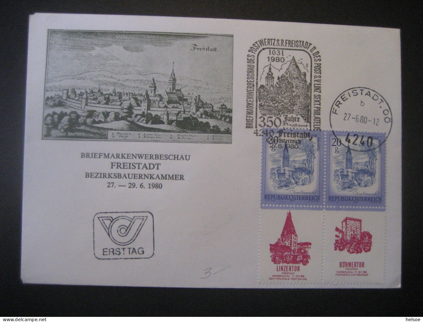 Österreich 1980- FDC Sonder-Umschlag Freistadt Von Der Briefmarkenwerbeschau Mit Allongen, MiNr. 1649 - Cartas & Documentos