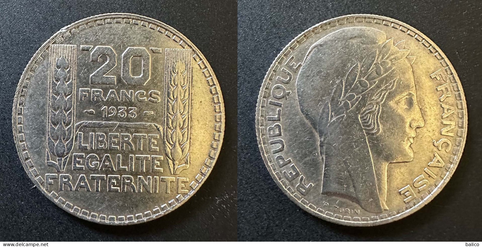 20 Francs Turin 1933 - Argent - Réf, P 04 - 20 Francs