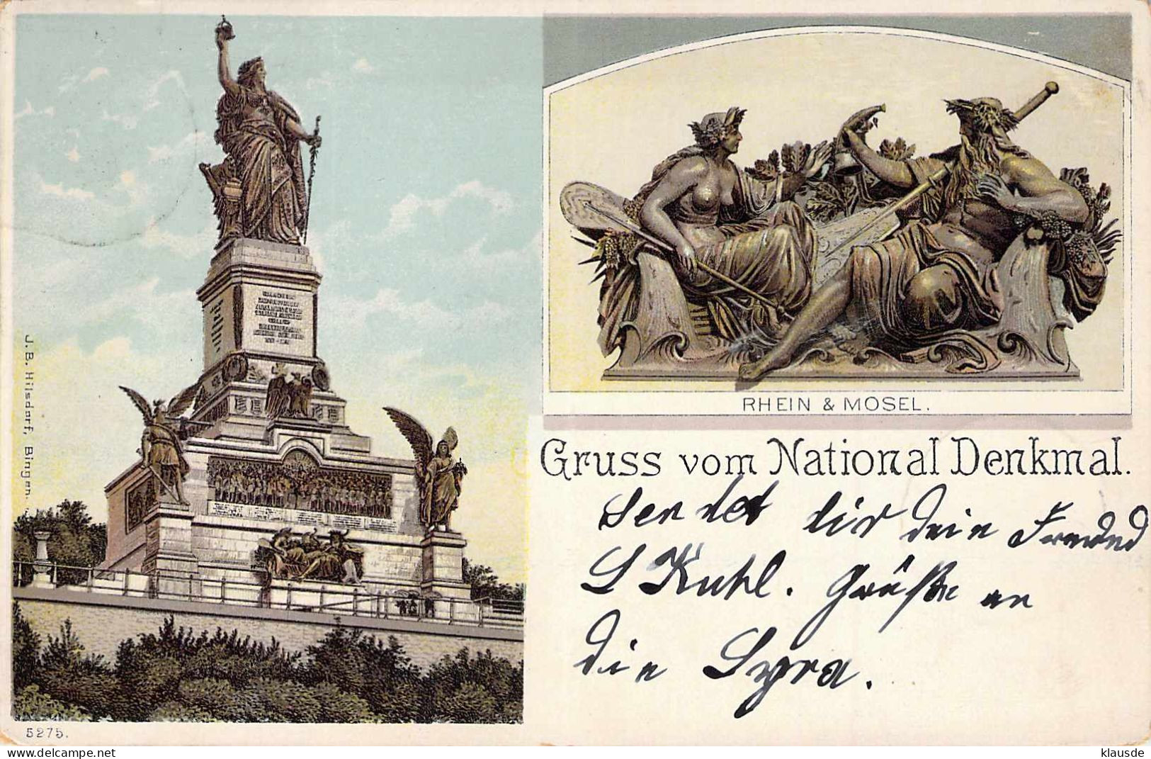 Gruss Vom National-Denkmal Gel.1905 AKS - Ruedesheim A. Rh.