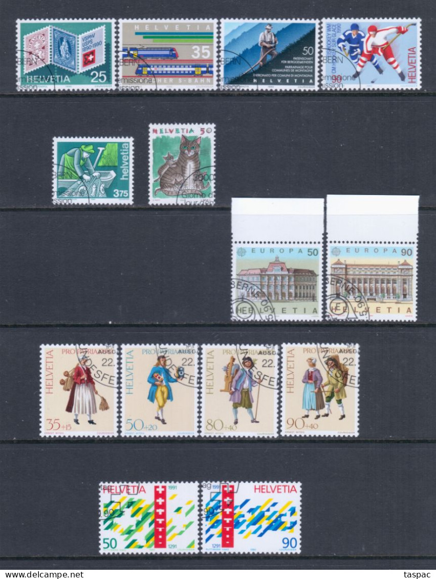 Switzerland 1990 Complete Year Set - Used (CTO) - 24 Stamps + 1 S/s (please See Description) - Gebruikt