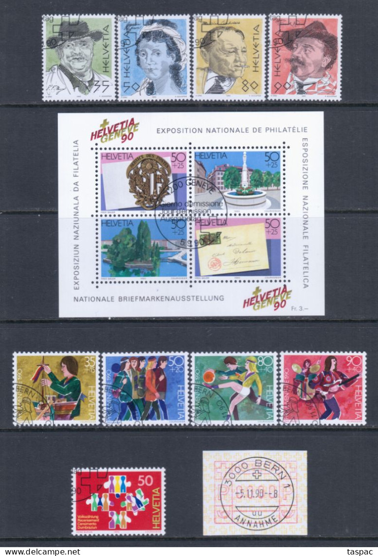 Switzerland 1990 Complete Year Set - Used (CTO) - 24 Stamps + 1 S/s (please See Description) - Oblitérés