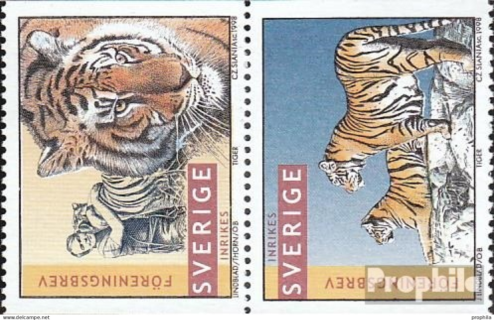 Schweden 2032-2033 Paar (kompl.Ausg.) Postfrisch 1998 Tiger - Ungebraucht