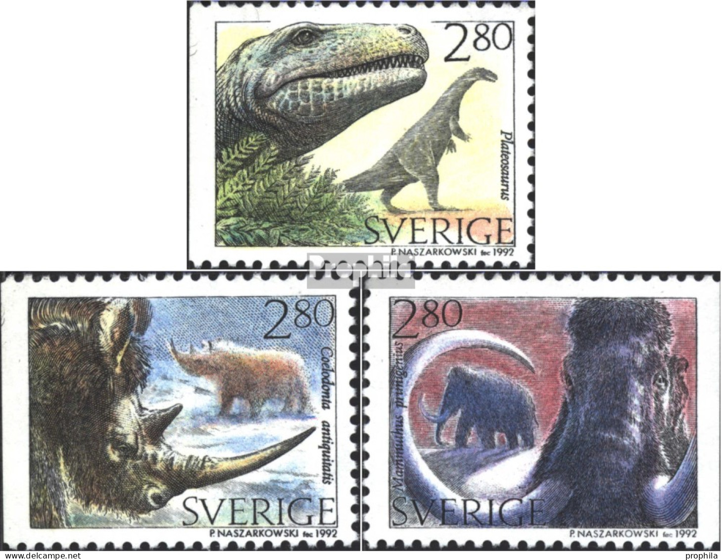 Schweden 1738-1741 (kompl.Ausg.) Postfrisch 1992 Prähistorische Tiere - Ungebraucht