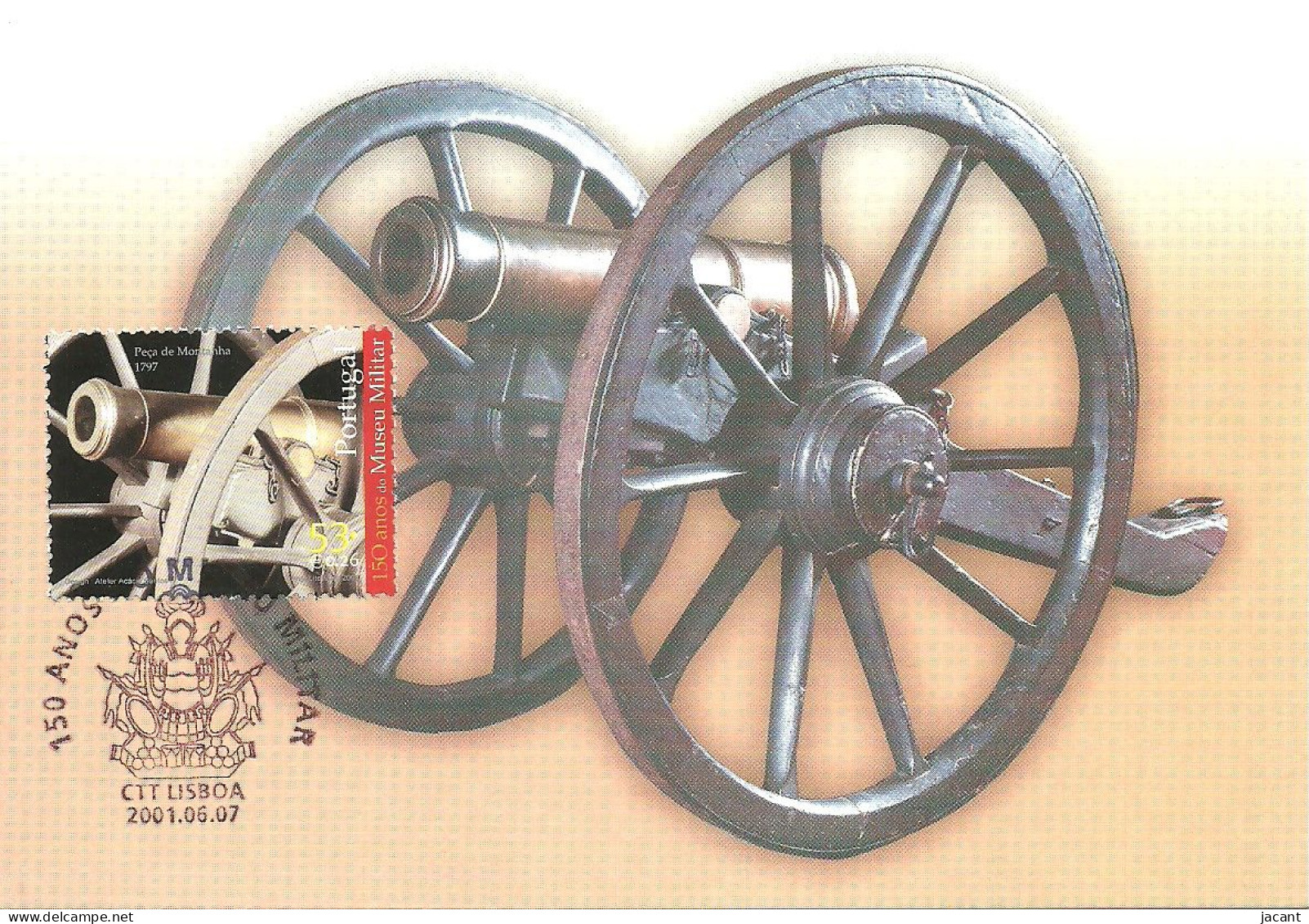 30920 - Carte Maximum - Portugal - 150 Anos Museu Militar Lisboa - Peça De Montanha 1797 Canhão - Canon Gun - Cartes-maximum (CM)