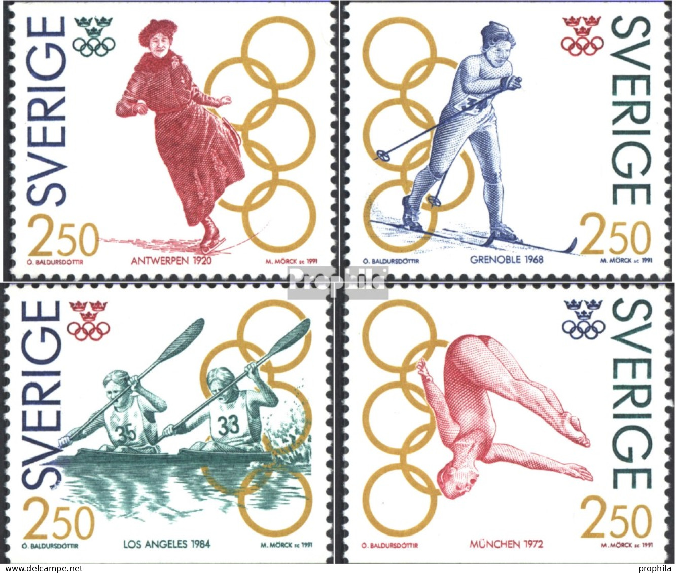 Schweden 1674-1677 (kompl.Ausg.) Postfrisch 1991 Olympiasieger (I) - Nuovi