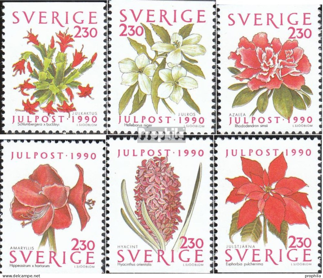 Schweden 1643-1648 (kompl.Ausg.) Postfrisch 1990 Weihnachten: Blumen - Neufs