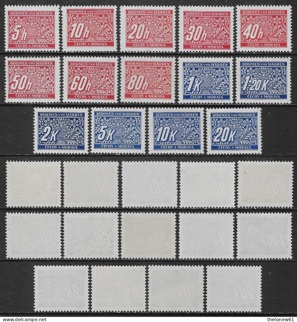 Bohemia Moravia 1939 Postage Due  Mi N.1-14 Complete Set MNH ** - Unused Stamps