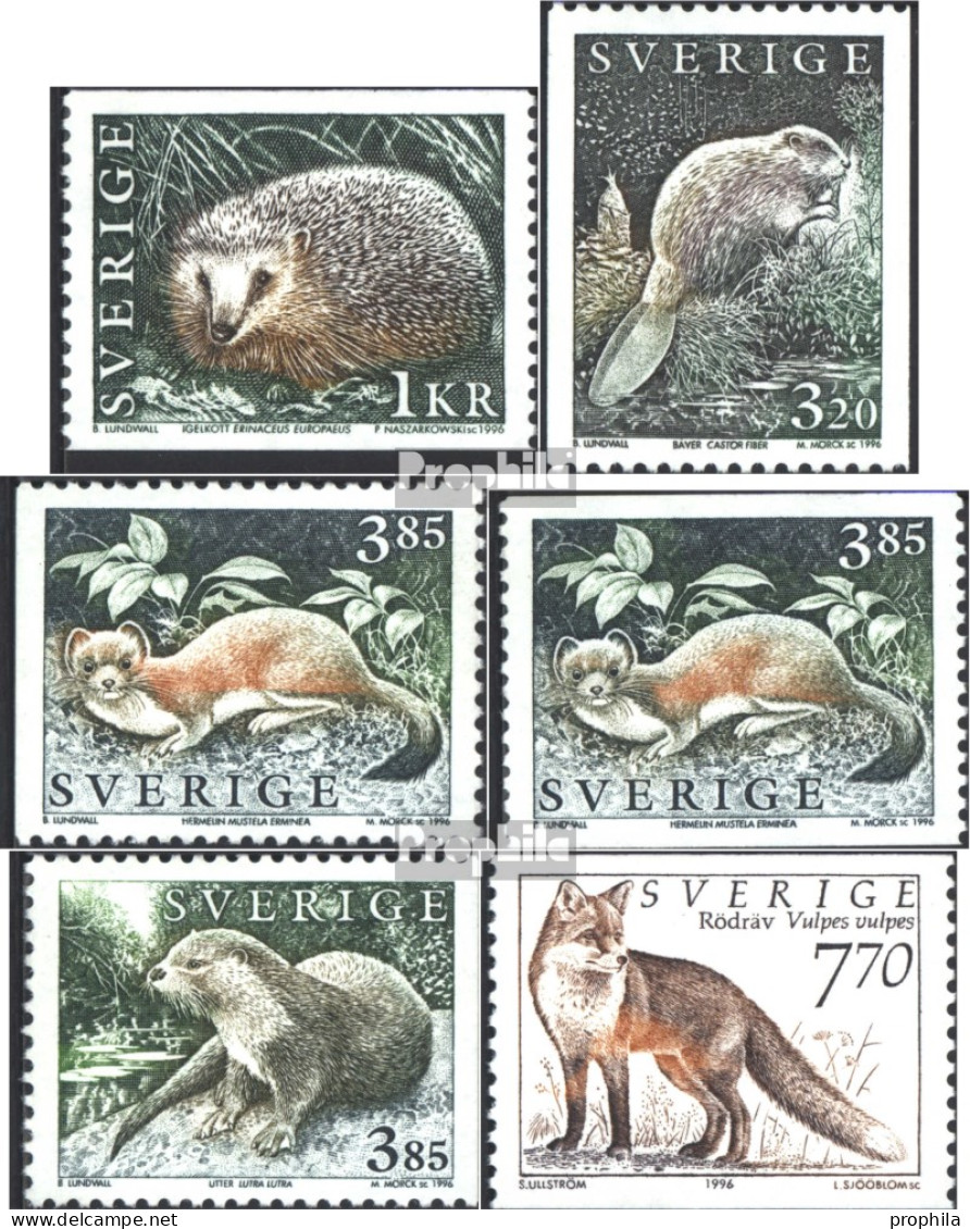 Schweden 1925A,1926C,1927A,D, 1928D,1929A (kompl. Ausg.) Postfrisch 1996 Wildtiere - Ungebraucht