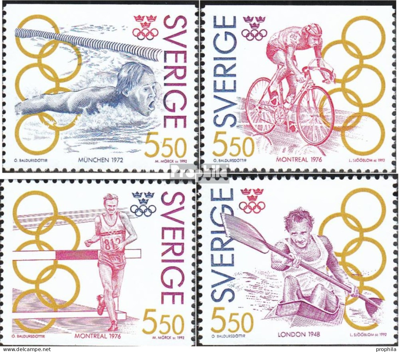 Schweden 1721-1724 (kompl.Ausg.) Postfrisch 1992 Olympiasieger (III) - Unused Stamps