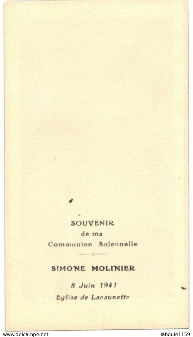 HERAULT LACAUNETTE SOUVENIR PIEUX COMMUNION EGLISE SIMONE MOLINIER IMAGE PIEUSE CHROMO HOLY CARD SANTINI - Devotion Images