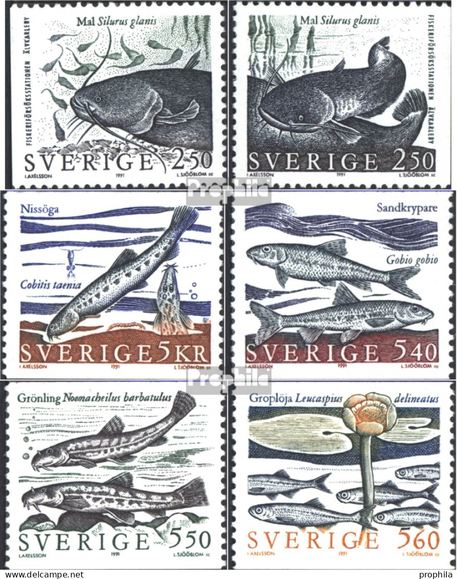 Schweden 1649-1654 (kompl.Ausg.) Postfrisch 1991 Süßwasserfische - Unused Stamps