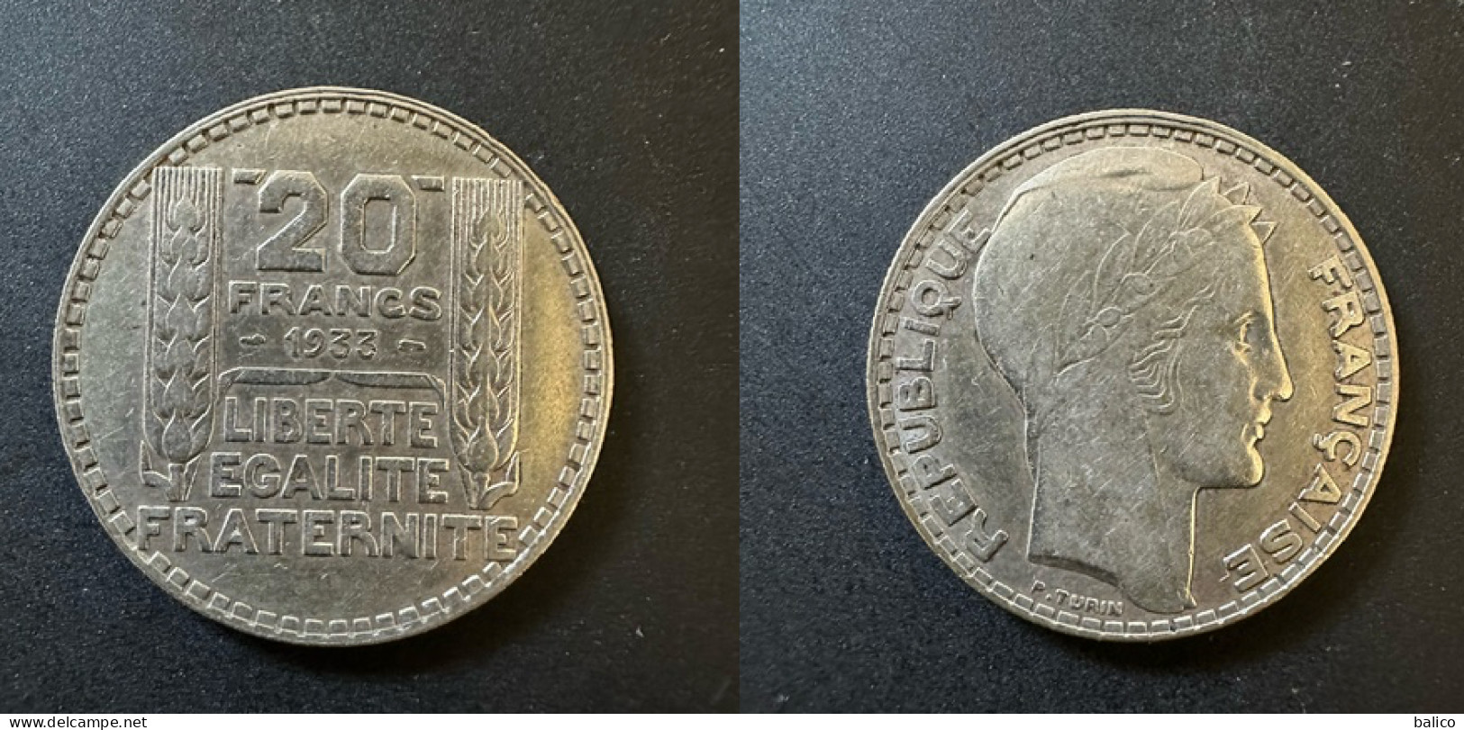 20 Francs Turin 1933 - Argent - Réf, P 05 - 20 Francs